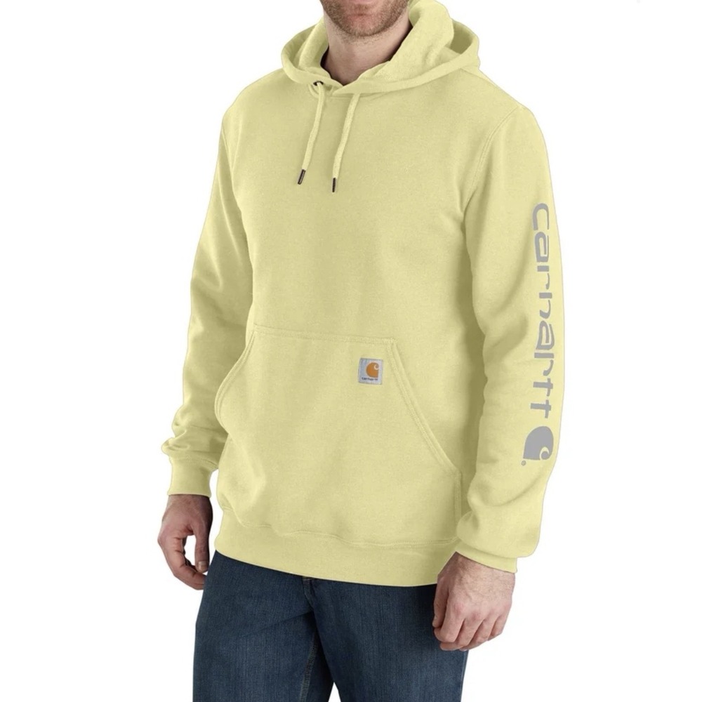 Carhartt Mens K288 Loose Fit Midweight Logo Sleeve Graphic Hoodie Yellow 2XL